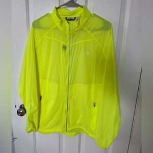 LL Bean Neon wind breaker safety zip jacket